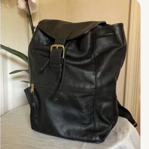 COACH Vintage Black Leather Drawstring Backpack- Height 14” Width 9.5” Depth 7” - Picture 5 of 5